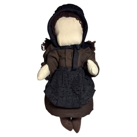 Primitive Amish Faceless Rag Doll Bonnet Moving Limbs Traditional Clothing 16" - Picture 1 of 11